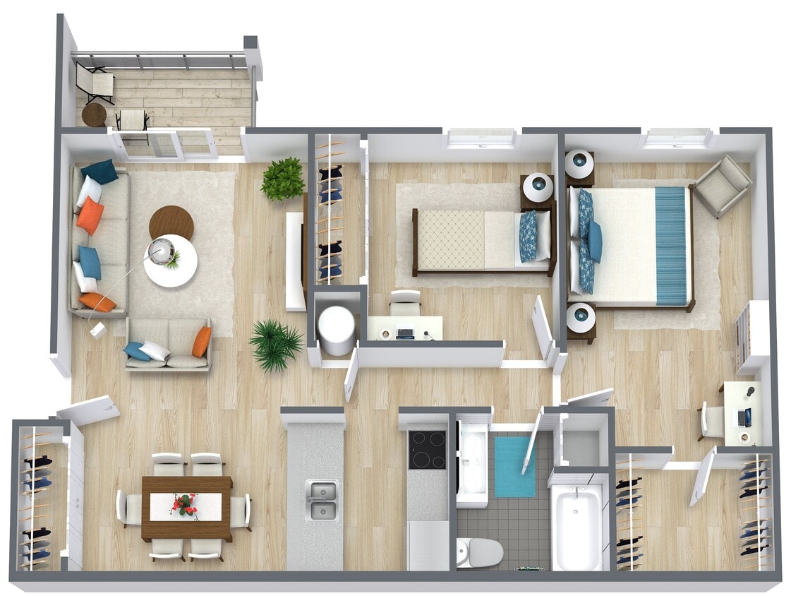 Floor Plan - Two Bedroom One Bathroom