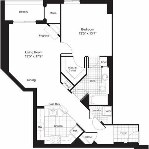 Floor Plan - 1 Bedroom BB