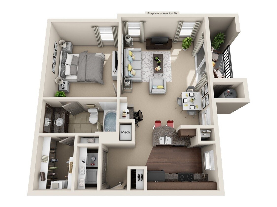 Floor Plan - One Bedroom (C)