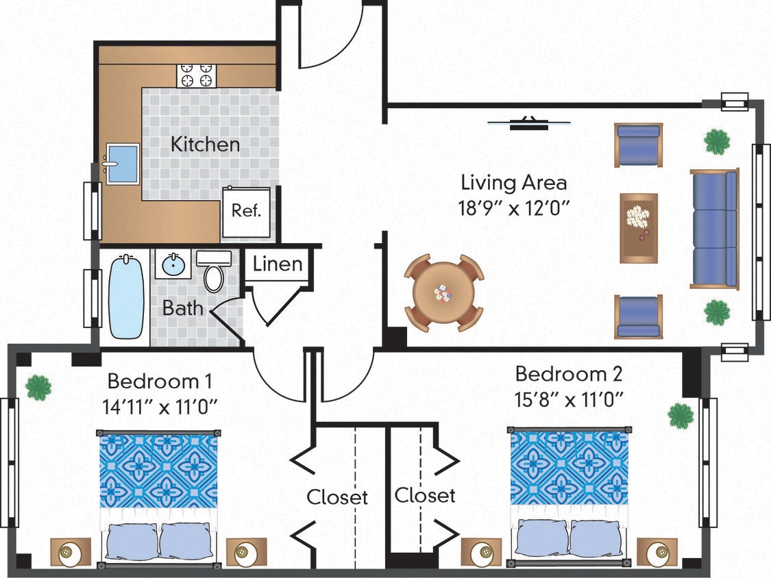 Floor Plan - Renovated 2 Bedroom 03 Tier