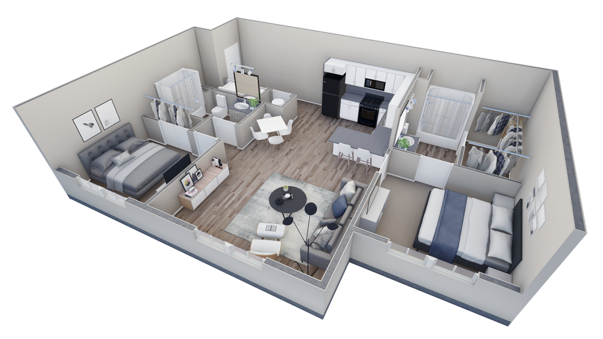 Floor Plan - 2-2 BR Retreat Overlook