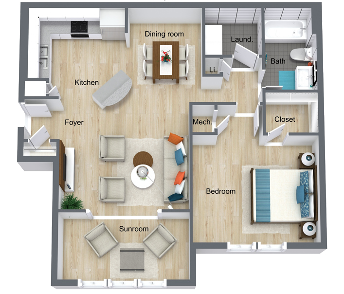Floor Plan - The Ashley with Sunroom