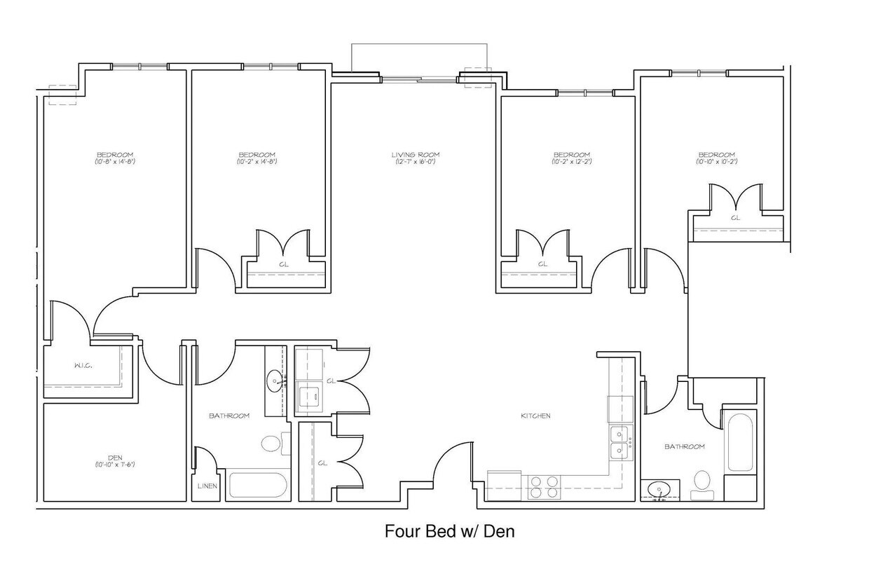 Floor Plan - 4 Bed 2 Bath + Den | 1792 sqft
