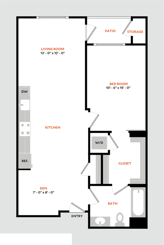 Floor Plan - Plan 1E-BMR (Income Limit)
