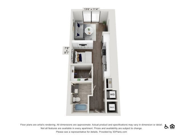 Studio | 566 sq ft - Studio (566 SF)