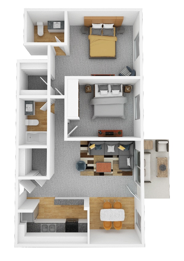 Floor Plan - 2 Bed 1.5 Bath