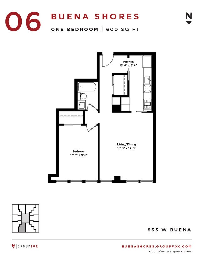Floor Plan - One Bedroom