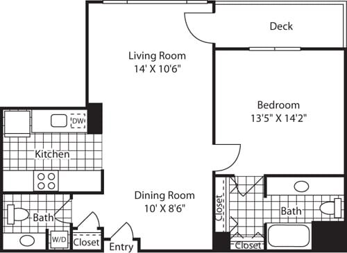 Floor Plan - 1 Bed SW Penthouse