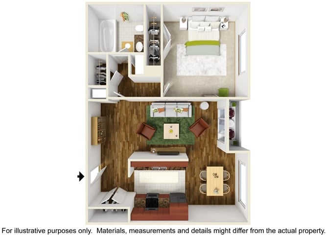 Floor Plan - 1 Bedroom 1 Bath