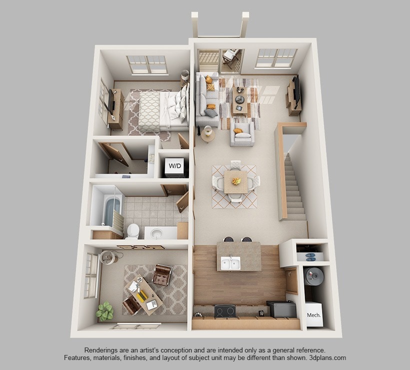 Floor Plan - 1-Bedroom Standard with Den