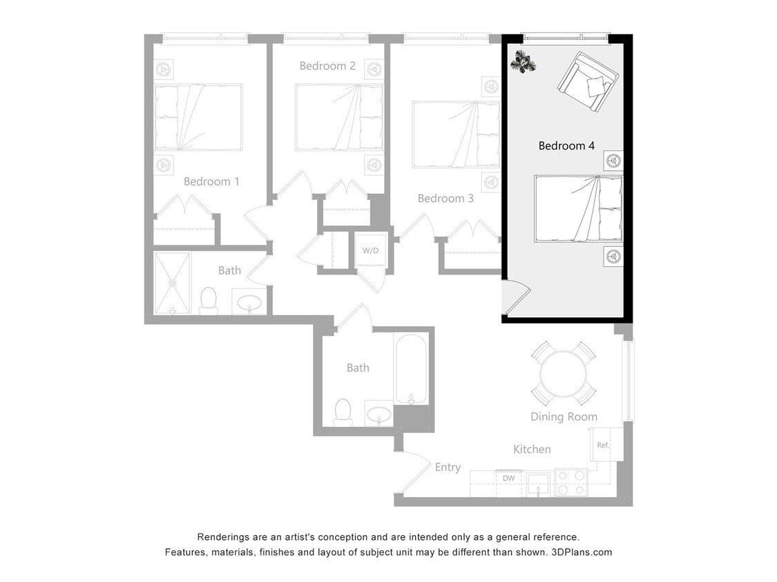 The Reserve_J4 & N4New - Furnished Room in a 4 Bedroom 2 Bathroom (J4)