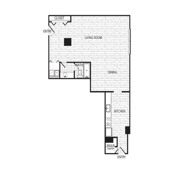 Floor Plan - Studio, 1 Bath 757 SF E7G