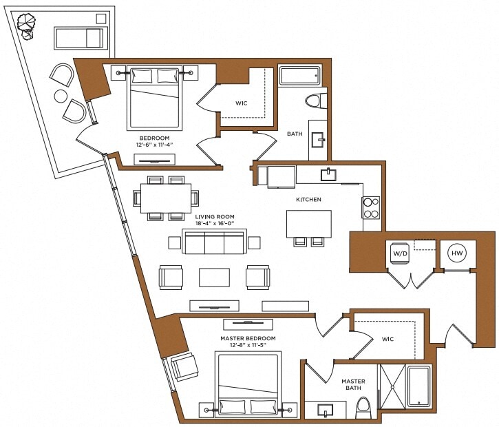Floor Plan - 2 Bed/2 Bath-A1