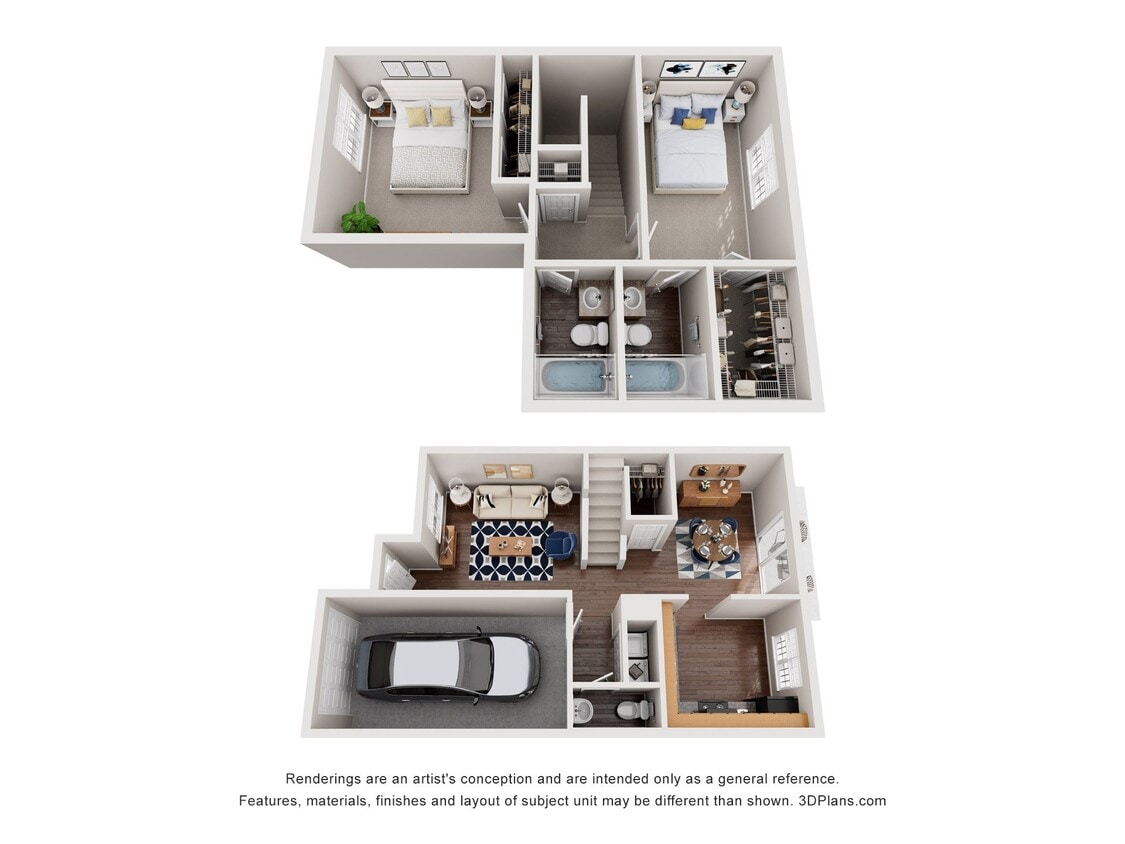Floor Plan - The Note - 2 Bed, 2.5 Bath Town Home, Attached ...