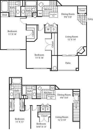 Floor Plan - Two Bed B-2 - Phase I