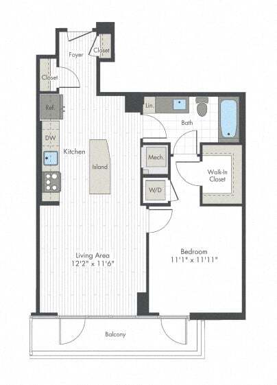 Floor Plan - 1 Bed/1 Bath-G2