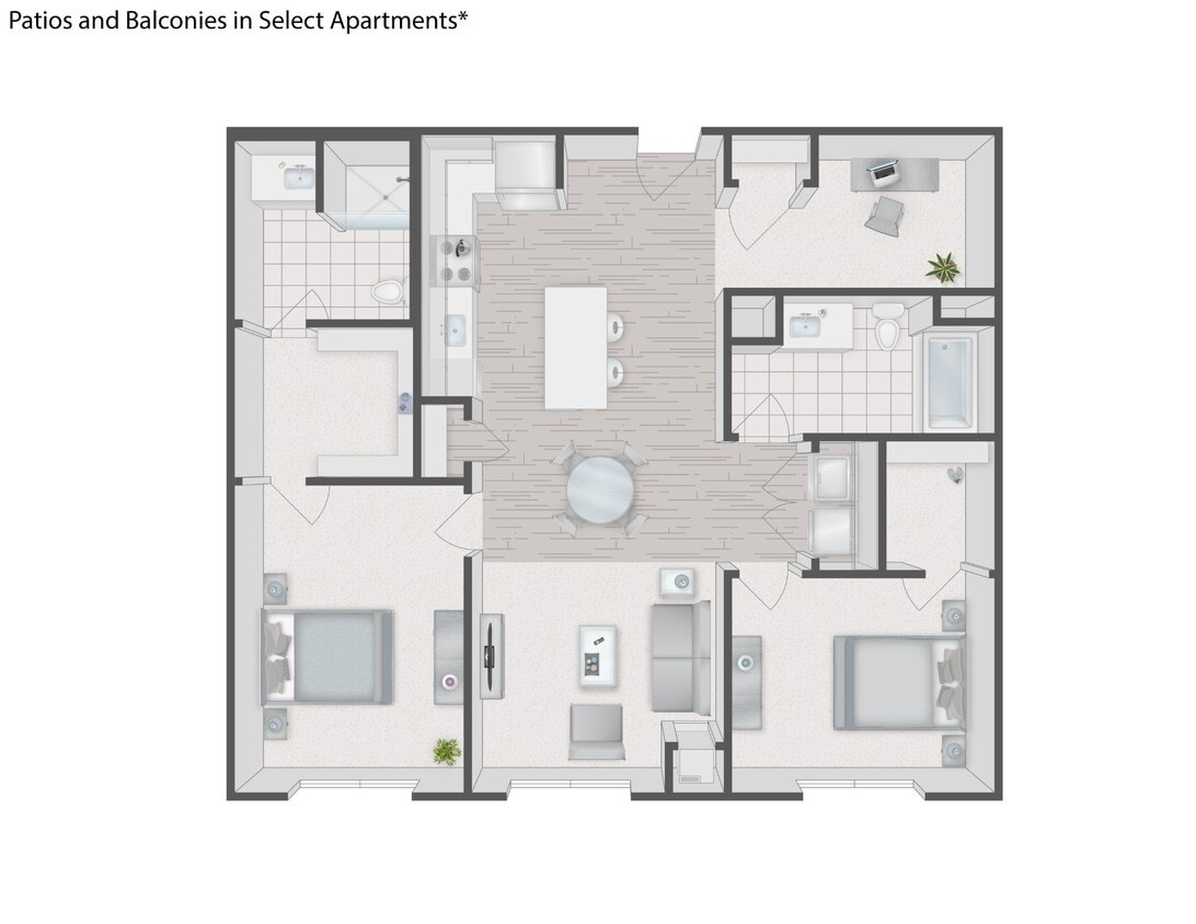 Floor Plan - 2 Bedroom with Den