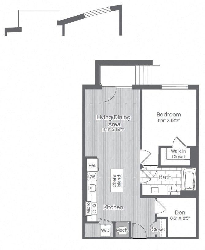 Floor Plan - 1 Bed/1 Bath Den-B1NB