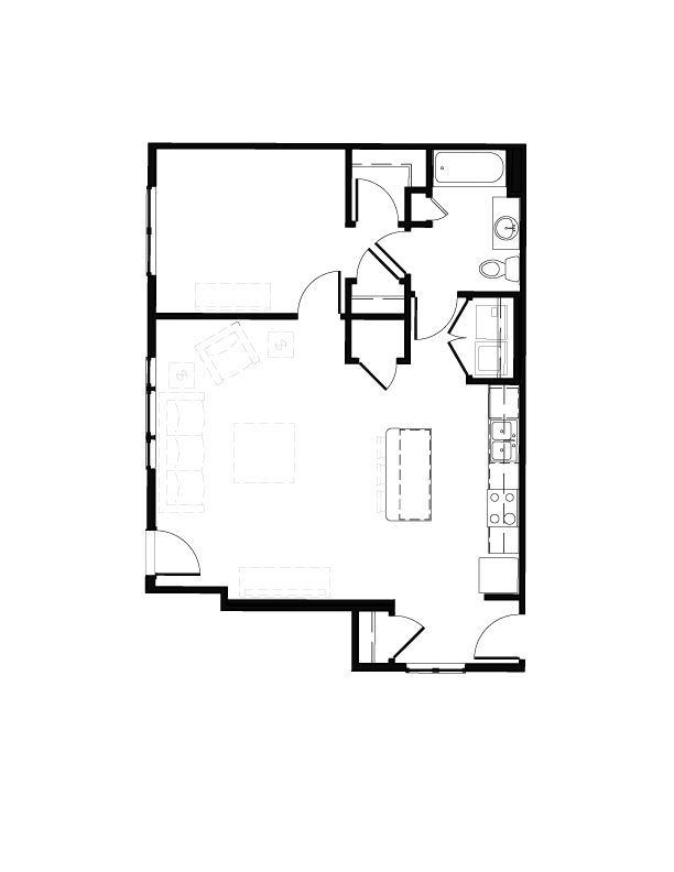 Floor Plan - 1 BR Grand Courtyard Garage