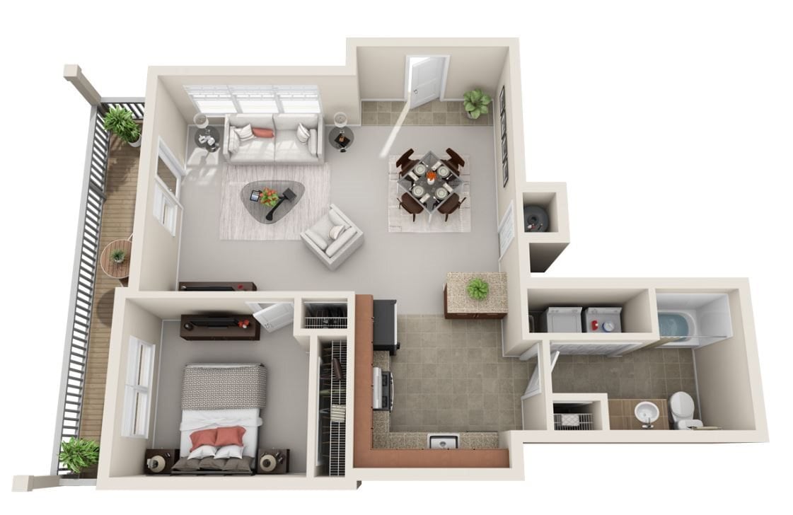 1x1 Flat - 1 Bed/1 Bath
