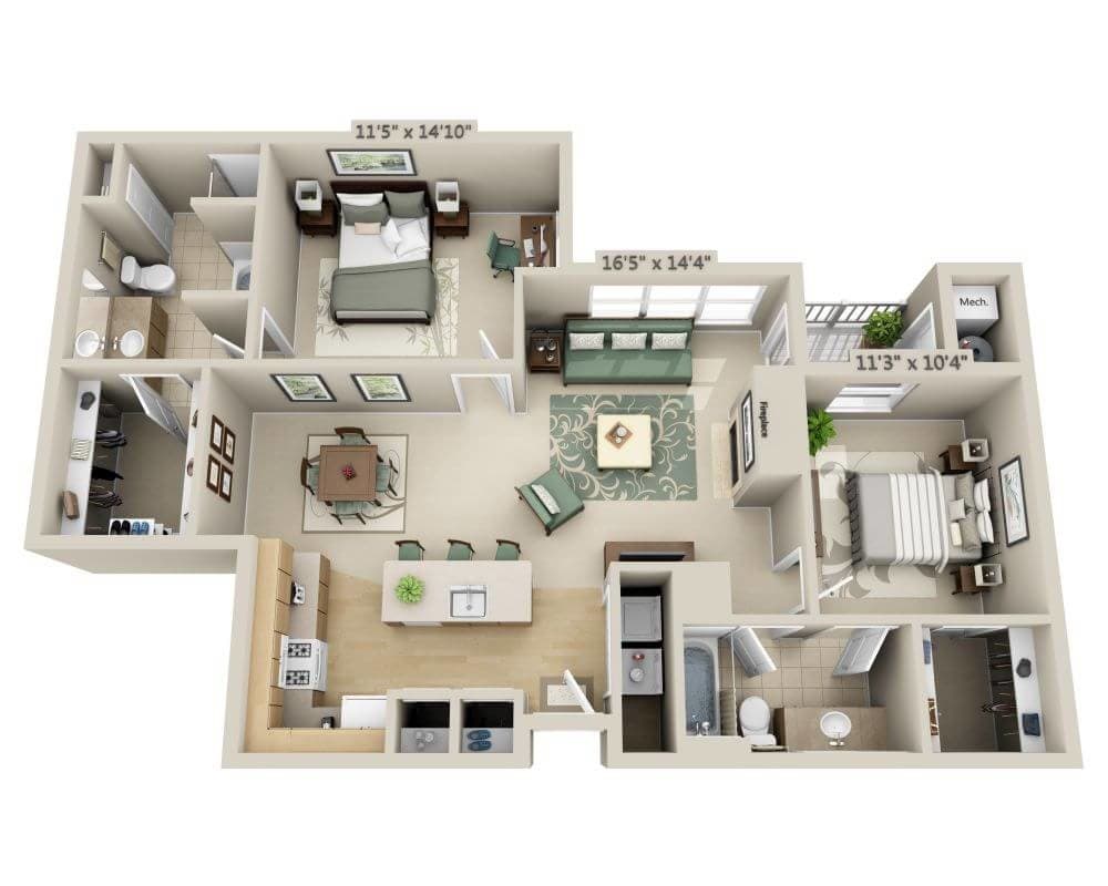 Floor Plan - Two Bedroom B2F