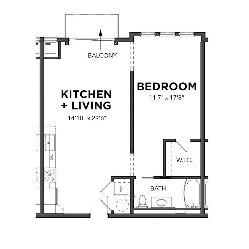 Floor Plan - The One Bedroom 8 (Blue)