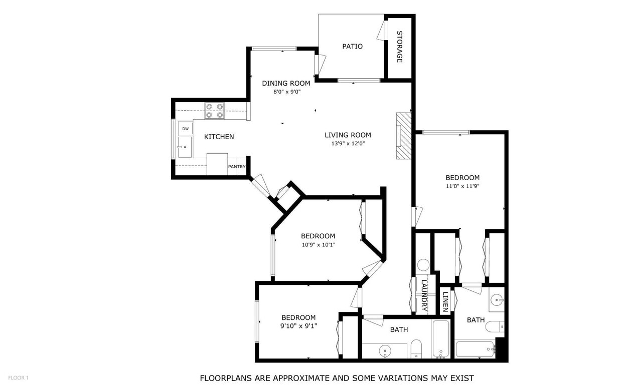 Floor Plan - 3 Bed 2 Bath
