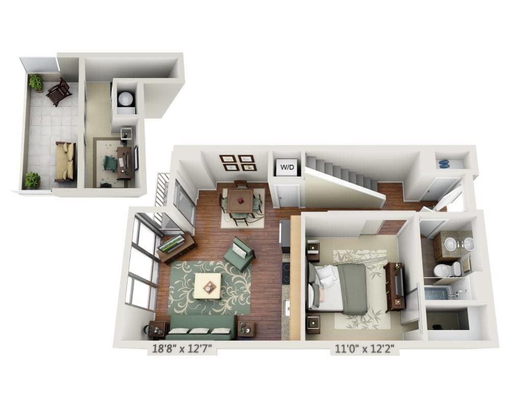 Floor Plan - One Bedroom Den A1CD