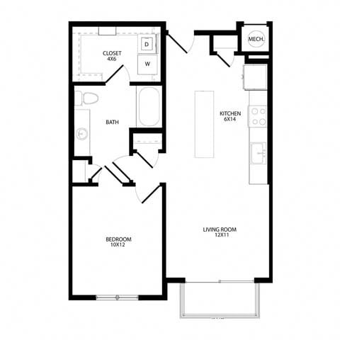Floor Plan - One-Bedroom (A2)