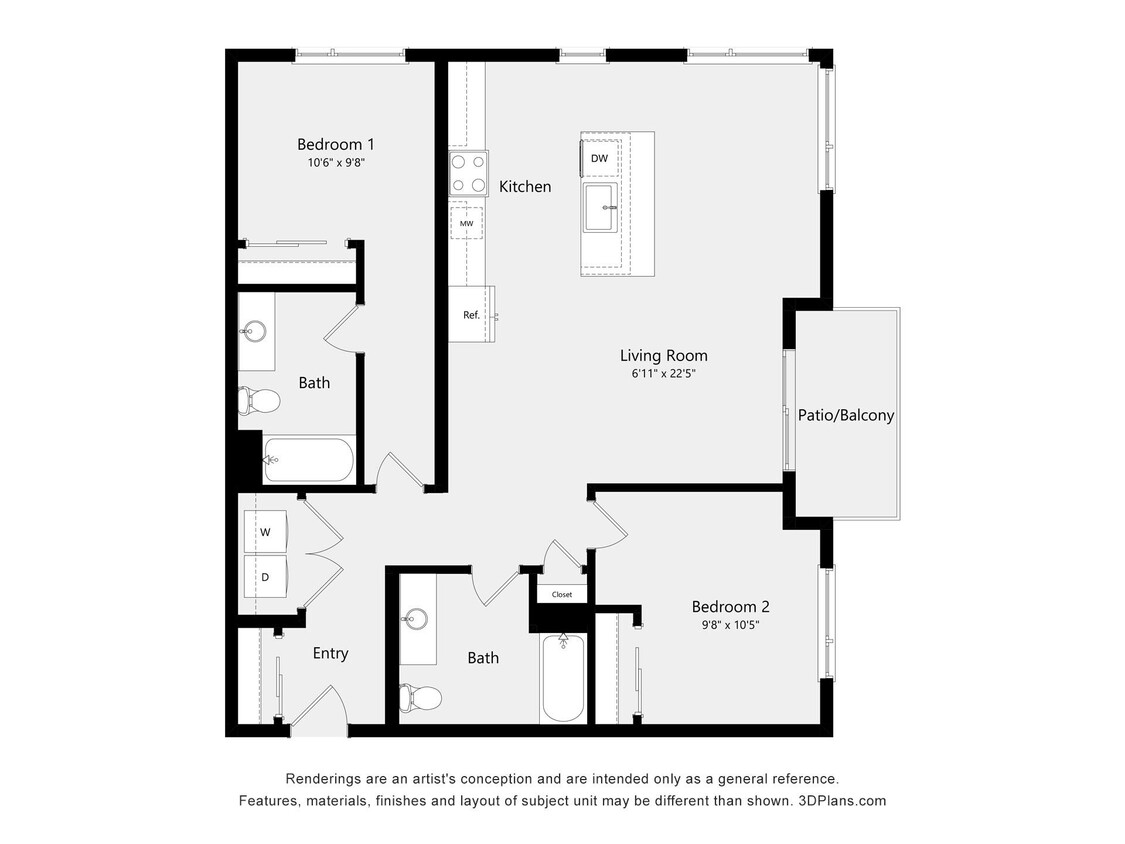 Floor Plan - Two Bedroom E02BA