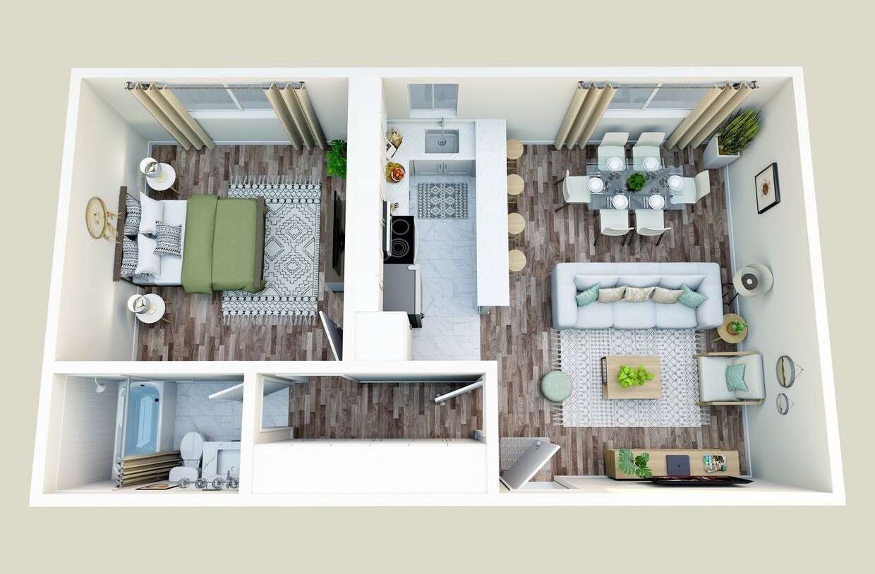 Floor Plan - One Bedroom, One Bath