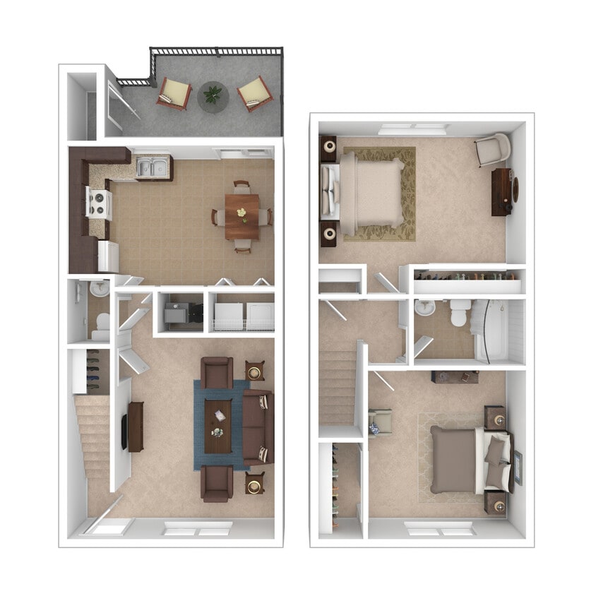 2 Bed | 1.5 Bath | 922 Sq. Ft. - George Washington