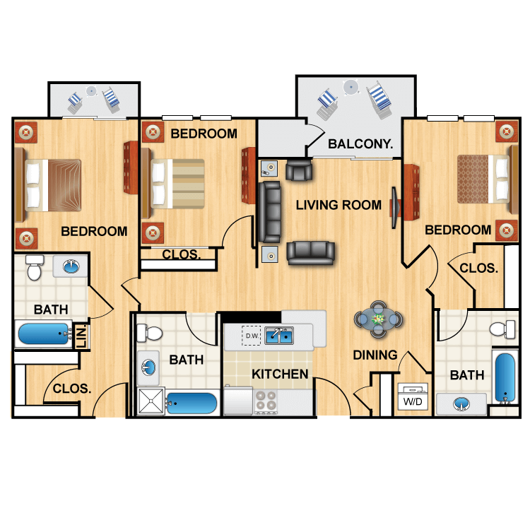 Plan_J_3X3_383092.png - J (3 bedroom x 3 bath)