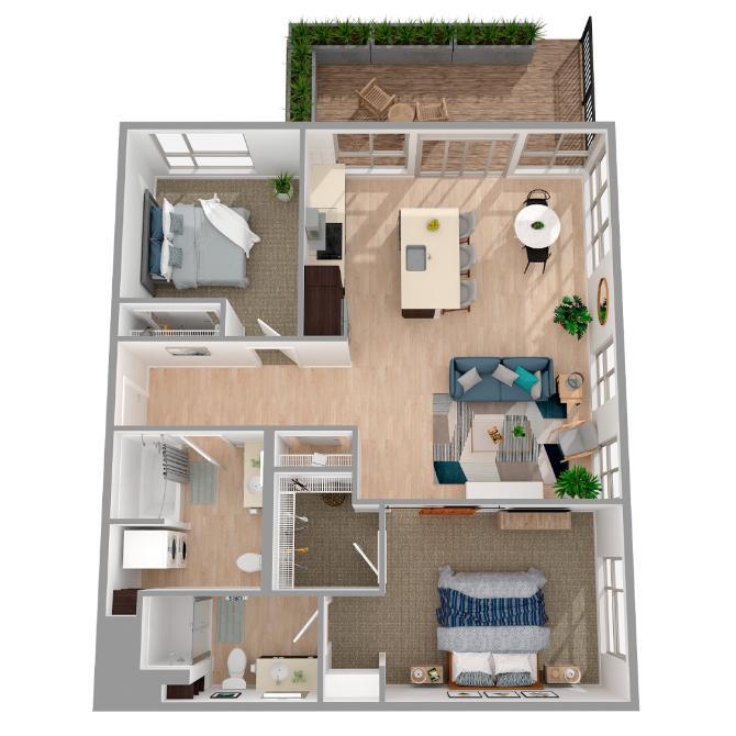 Floor Plan - 2 Bed/2 Bath Den-b7.2