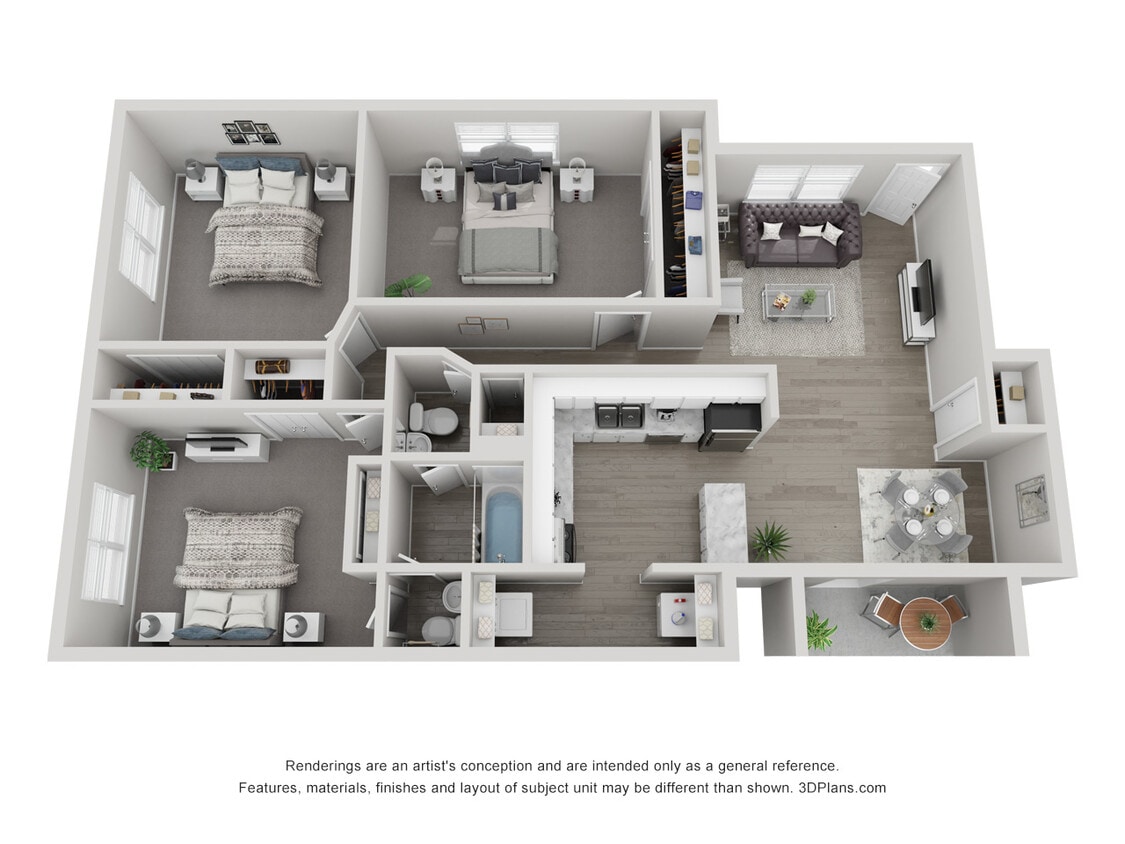 Floor Plan - 3x1.5 Garden Standard Phase II-Call For Avail