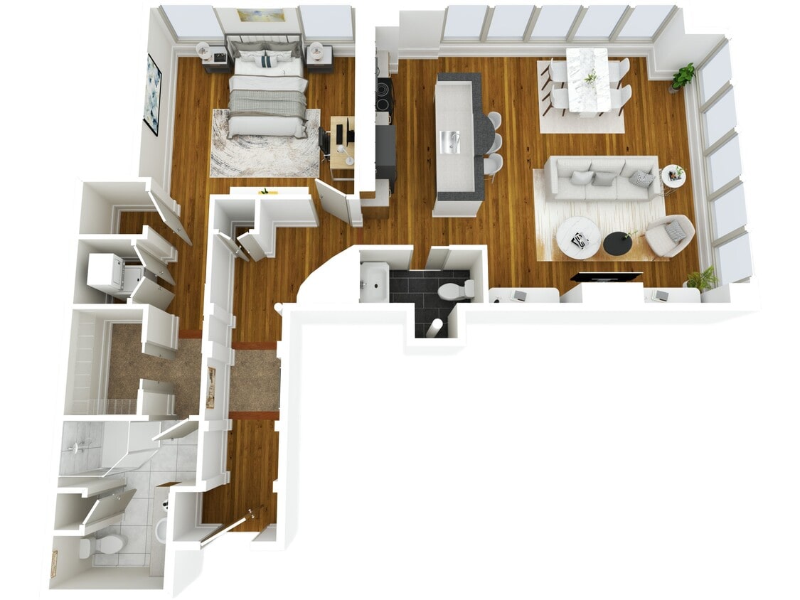 Floor Plan - 1 Bed 1.5 Bath | Classic DLX