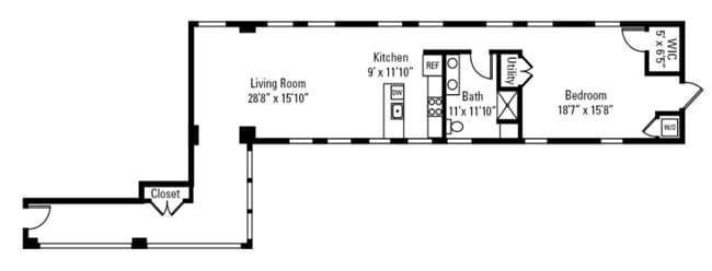 Floor Plan - 1 Bedroom 1 Bath