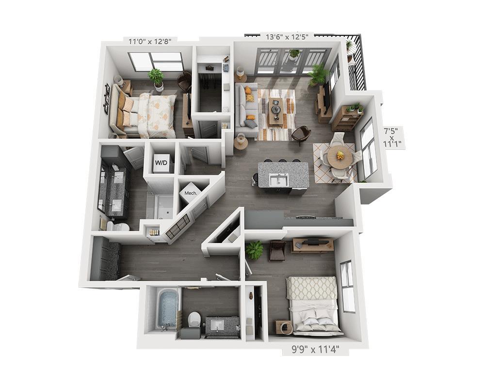 Floor Plan - Two Bedroom B2H-II