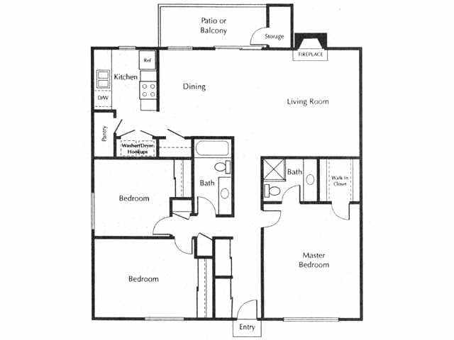 3BR/2BA - 3 Bed 2 Bath B