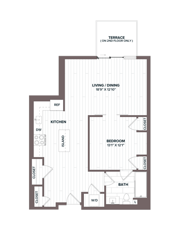 Floor Plan - 1 Bed/1 Bath - A8 Bldg D