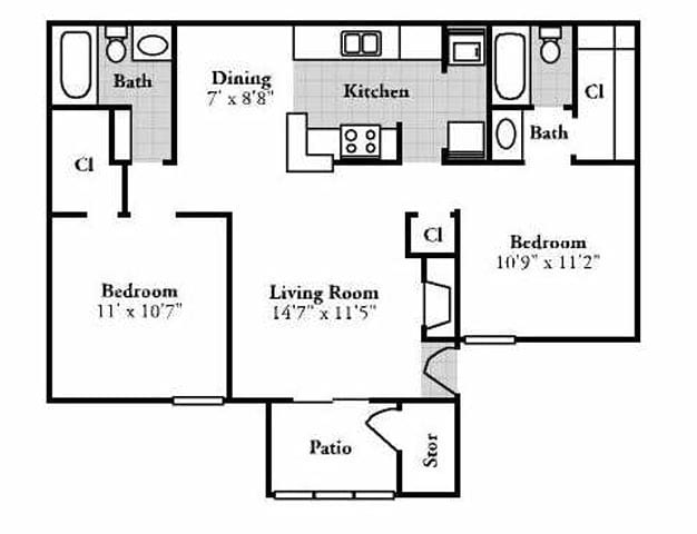 2BR/2BA - 2 Bedroom 2 Bath