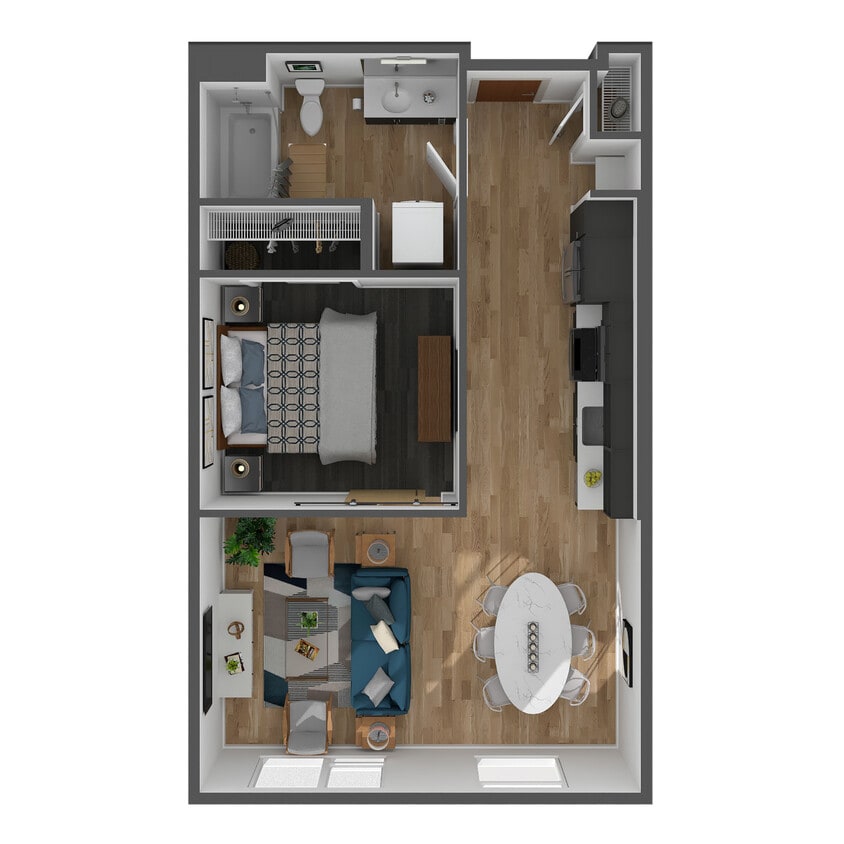 Floor Plan - Urban 1 Bed, 1 Bath - E