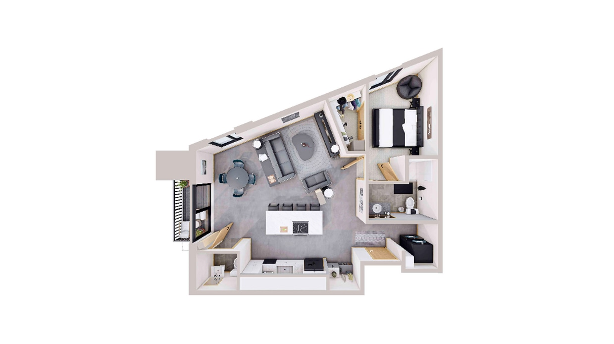 Floor Plan - 1 Bed/1.5 Bath - 2