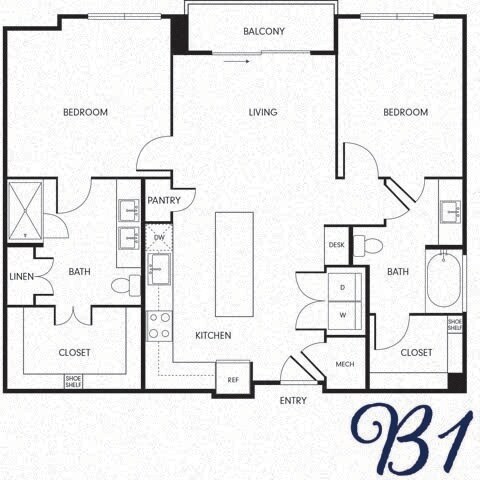 Floor Plan - Two-Bedroom (B1)