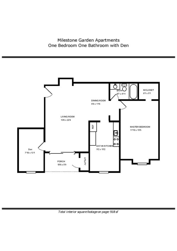 One Bedroom with Den - One Bedroom/One Bathroom with Den
