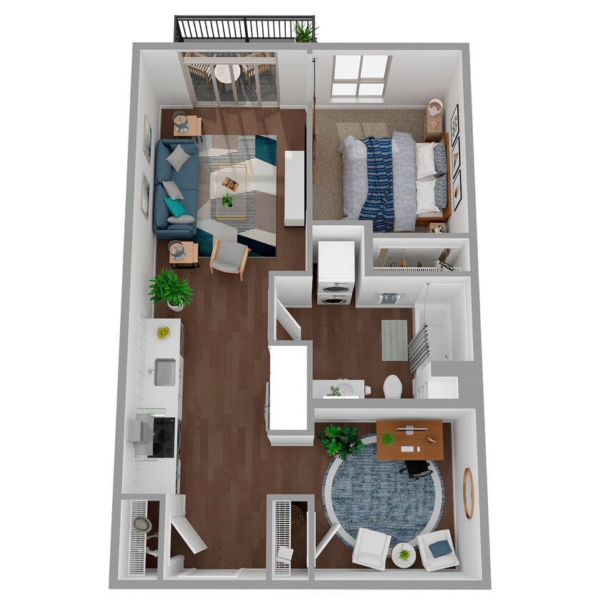 Floor Plan - 1x1 + Den - a75.1