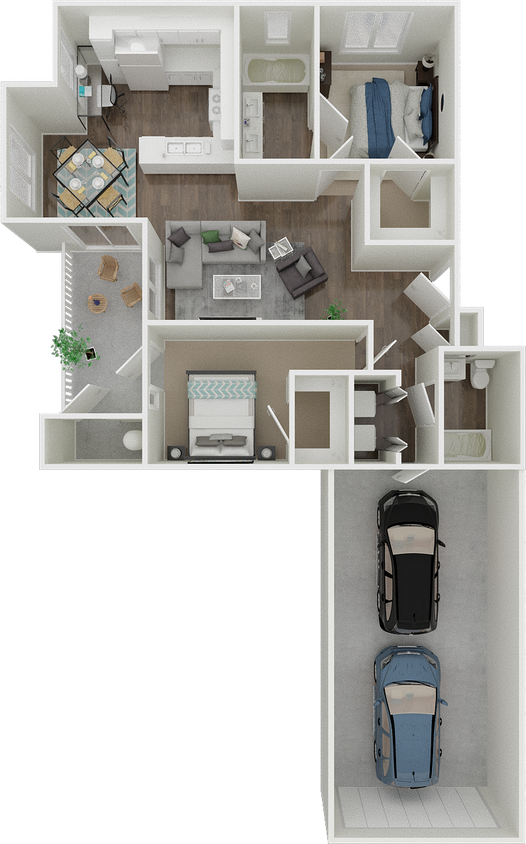 Floor Plan - 2BD, 2BTH BG