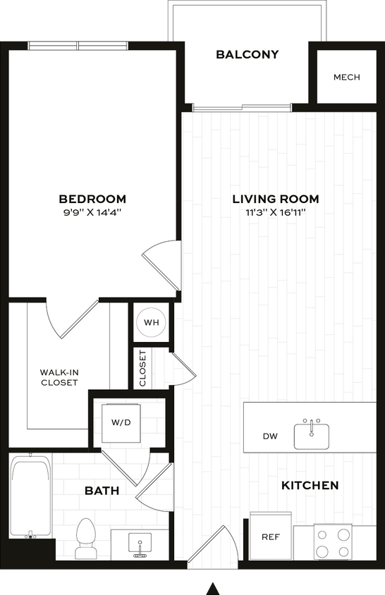 Floor Plan - 1 Bed/1 Bath-A1