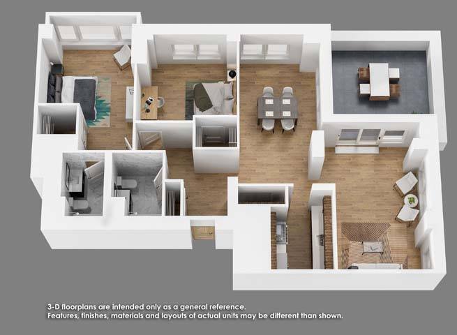 Floor Plan - 2 Bedroom 2 Bath- B14