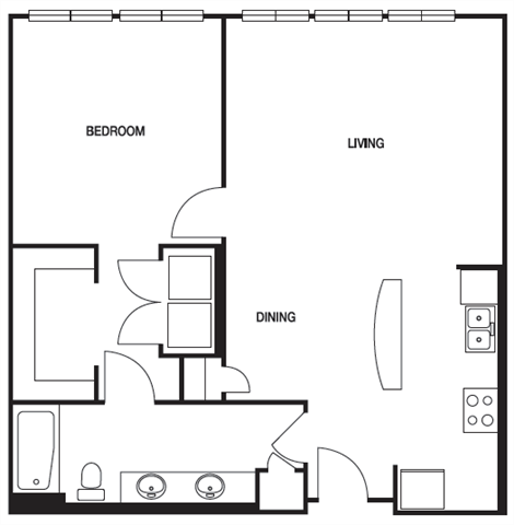 Floor Plan - A10 1 Bed 1 Bath